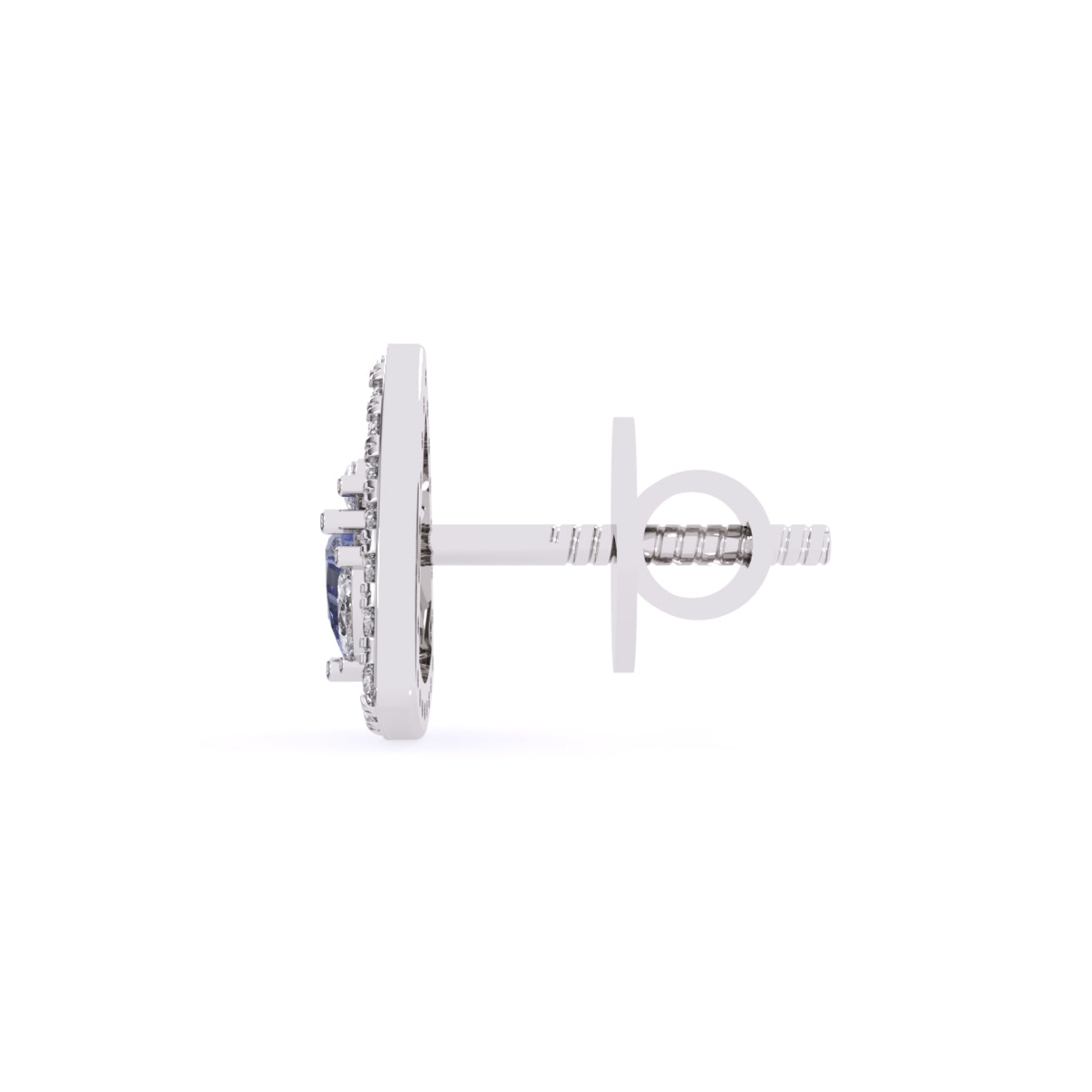 Halo Triangle Diamond Stud Earrings with Mixed Diamond Shapes